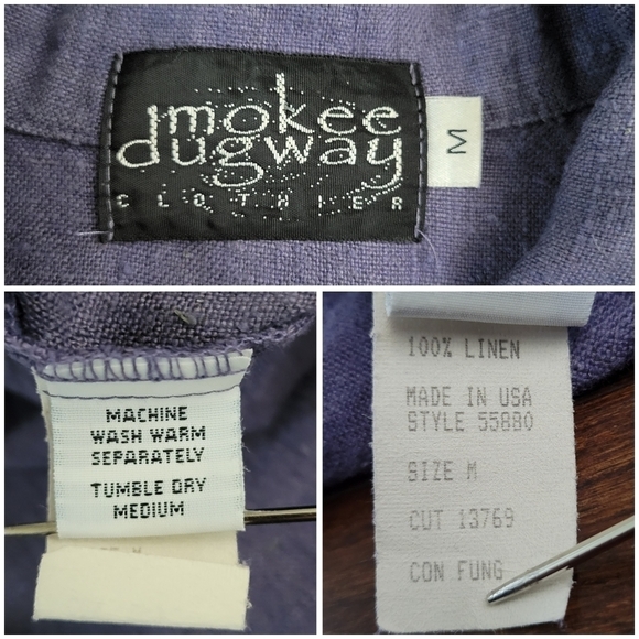 Vtg Purple Linen Button-Up Lightweight Lagenlook Jacket Women's M Mokee Dugway - Picture 5 of 10